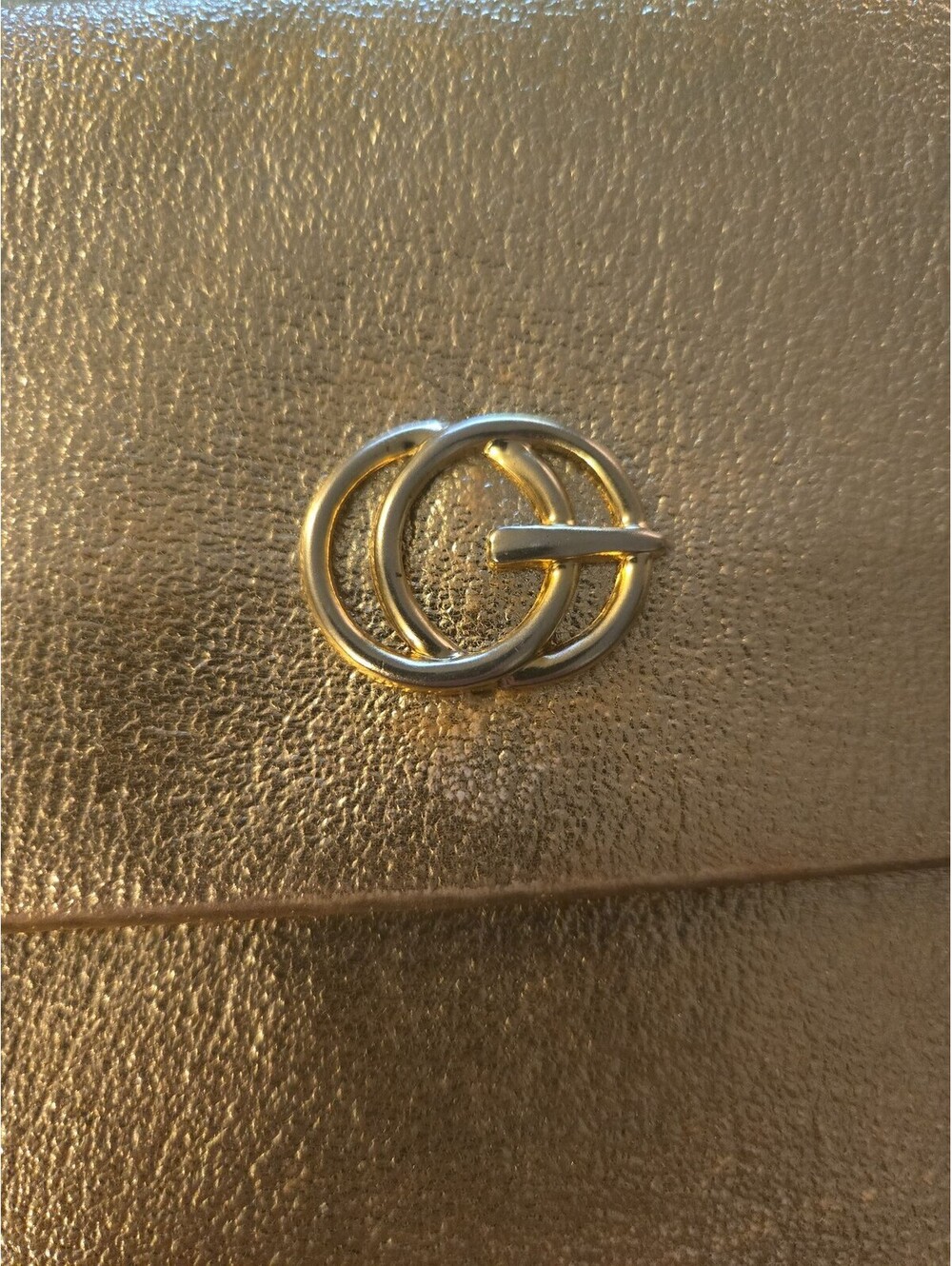 Vintage Metallic Rose Gold Envelope Clutch Bag with G Logo - Picture 6 of 6